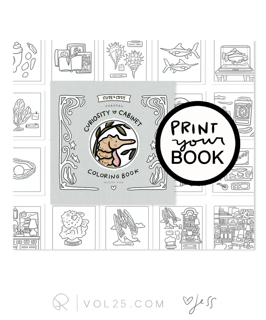 Curiosity Cabinet Series - Coastal - Printable Coloring Book