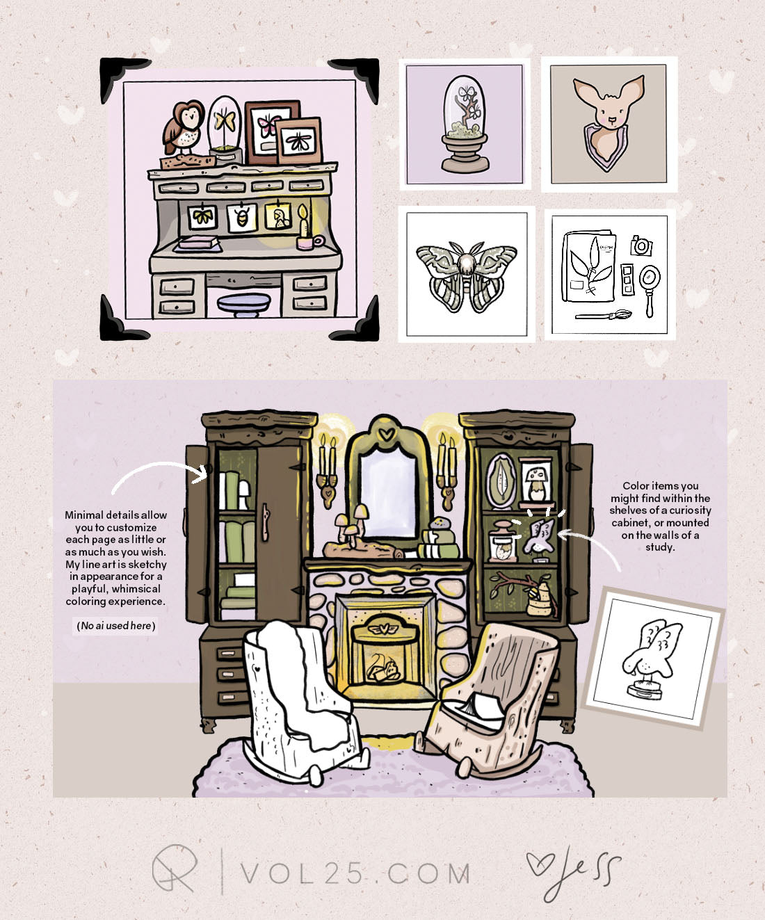 Curiosity Cabinet Series - Woodland - Printable Coloring Book