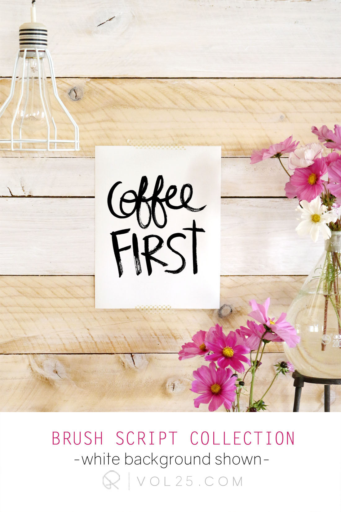 Coffee First Brush Script | Textured Cotton Canvas Art Print in 4 Sizes | VOL25 - vol25