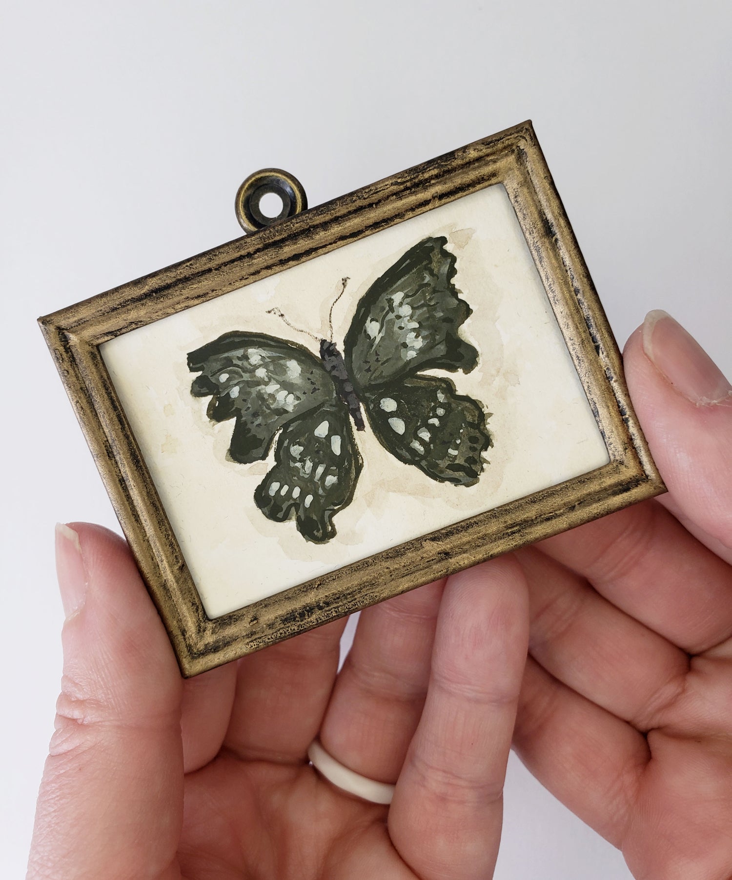 Original Miniature art in a vintage inspired frame | 023 GENEVIEVE