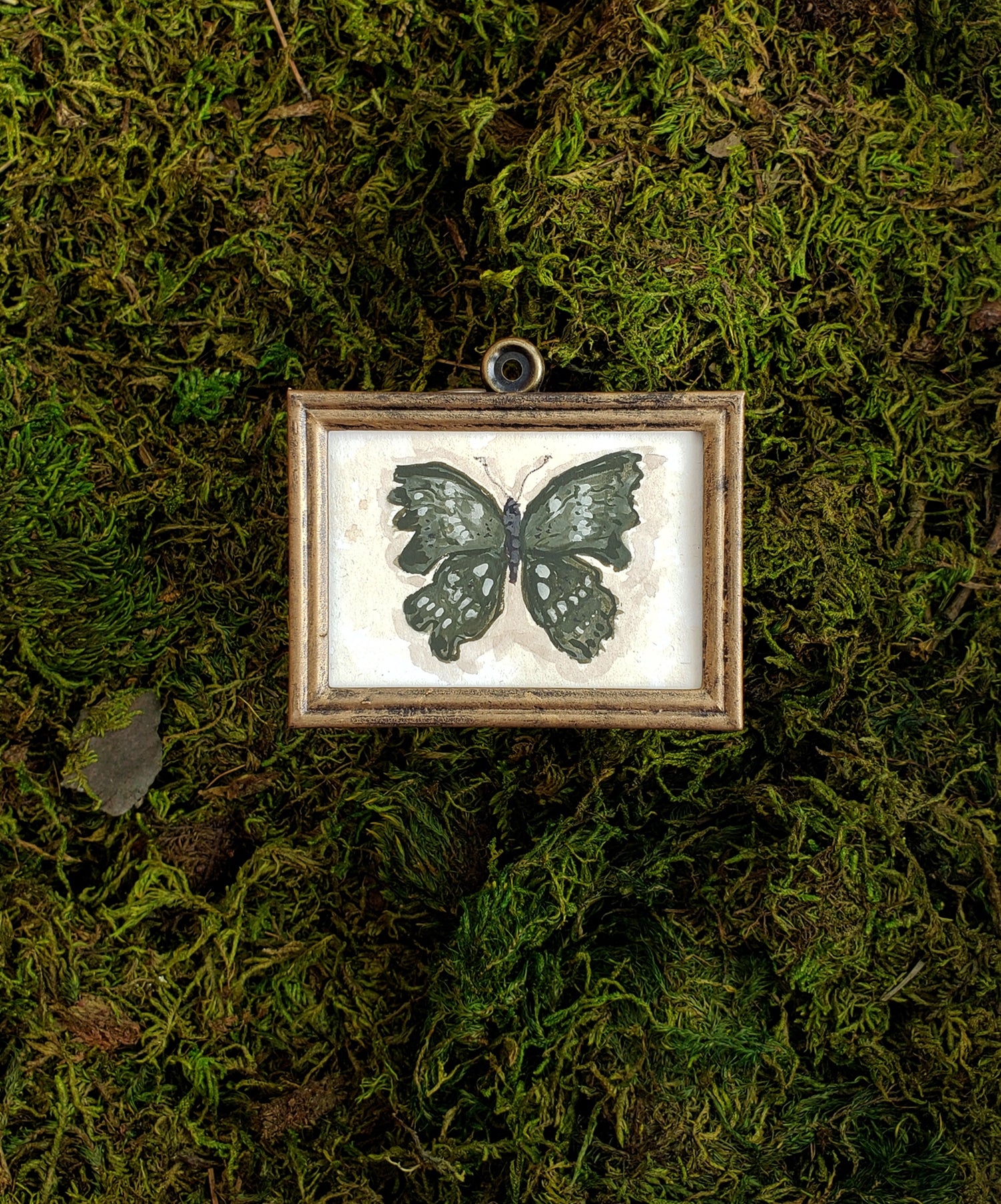 Original Miniature art in a vintage inspired frame | 023 GENEVIEVE