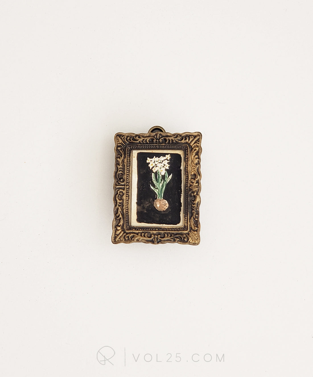 Original Miniature art in a vintage inspired frame | 010 Paperwhites